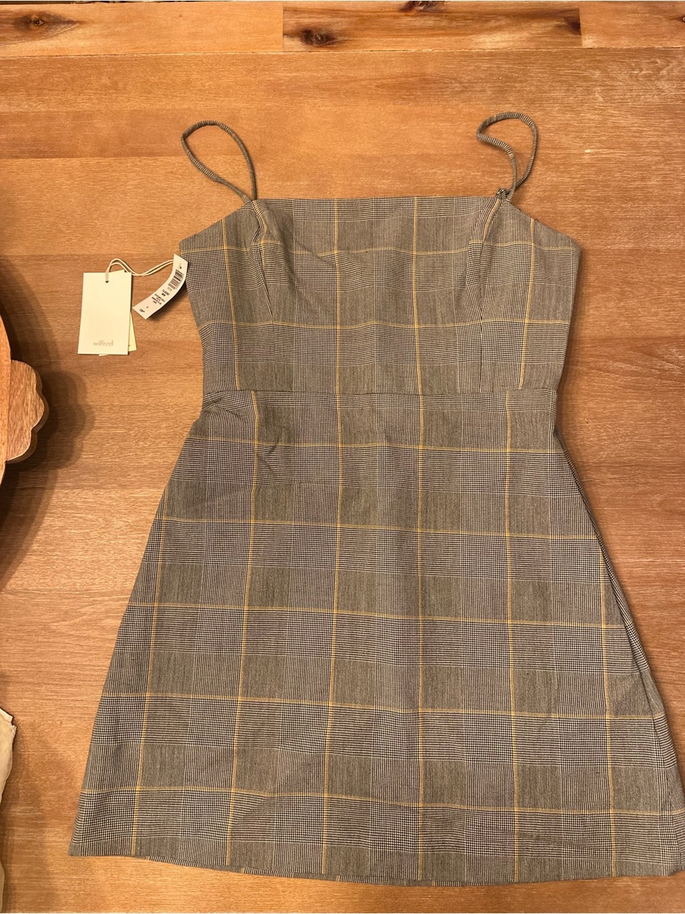 Plaid Fall Dress- Gray/Yellow